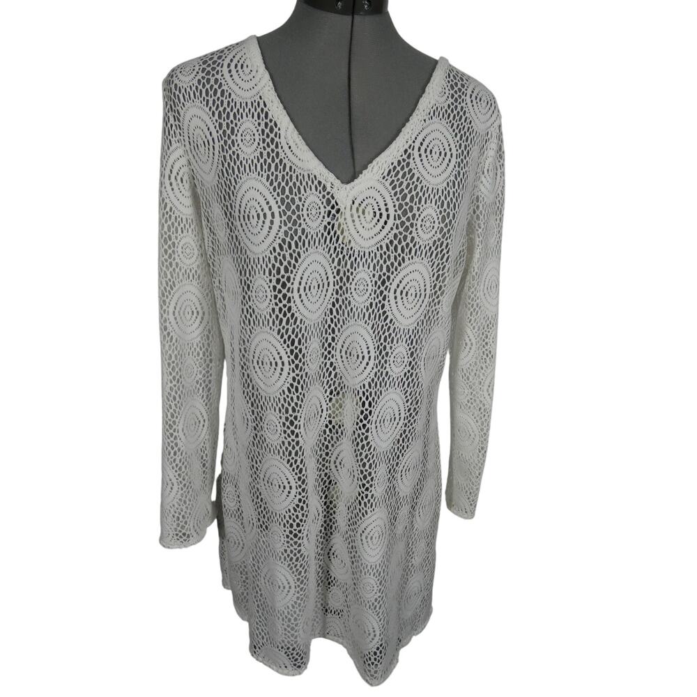 Croft & Barrow Women's Medium Lacy Sheer Swimsuit Tunic Coverup Beach Resort
